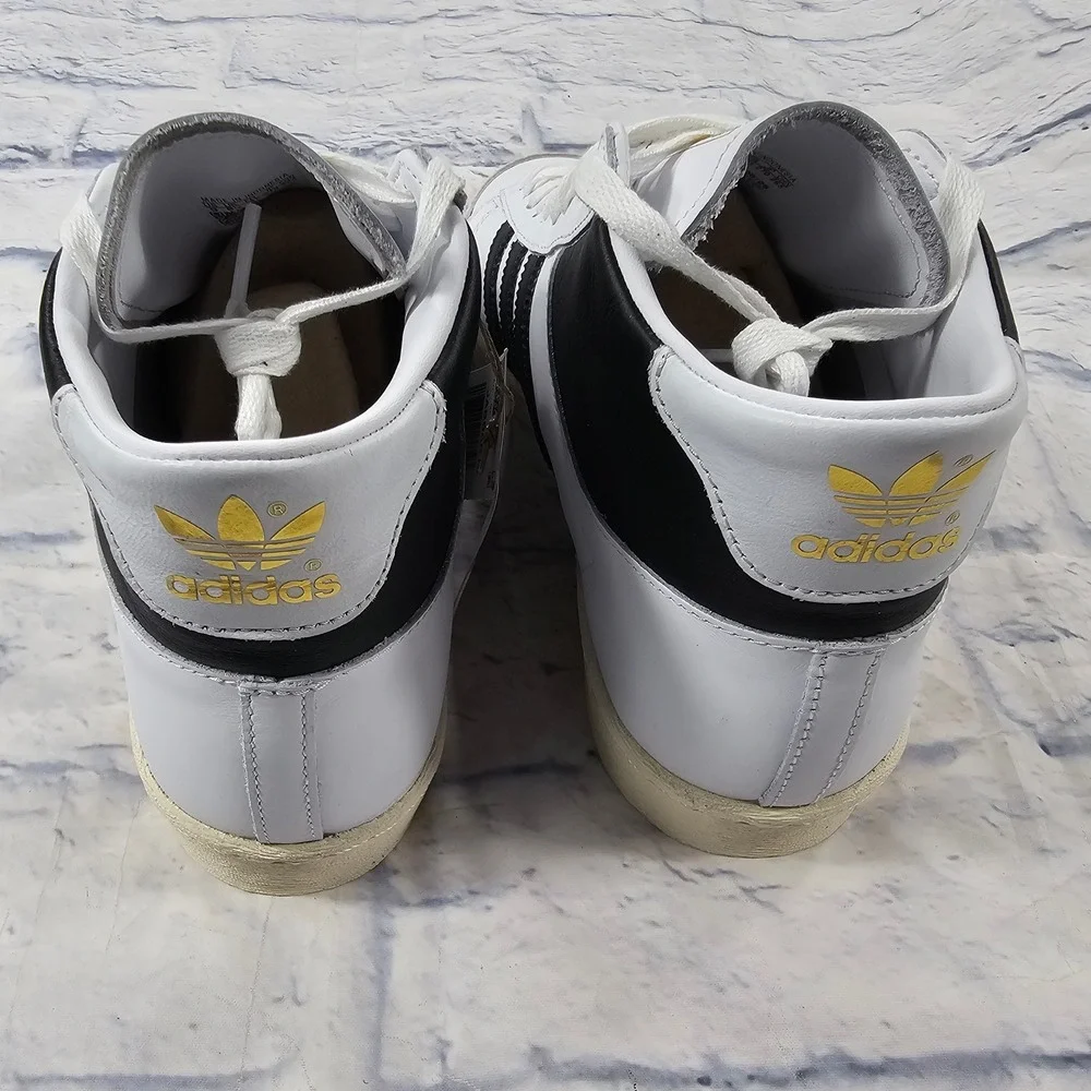 Adidas Abdul-Jabbar High Sneakers Mens 9 White Black Gold Retro Basketball Shoes